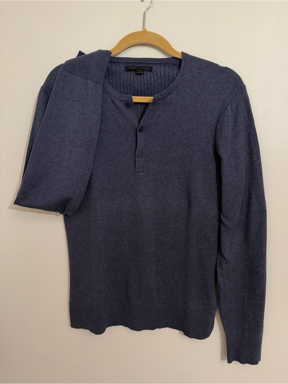John Varvatos Classic Men's Henley Sweater - Blue